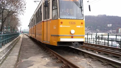 Yellow tram in Budapest Stock-Footage 232297922