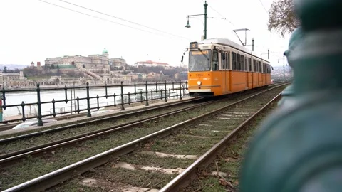 Yellow tram in Budapest Stock Footage 232297926