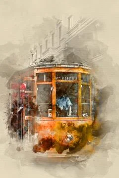 Yellow tram Stock Illustration