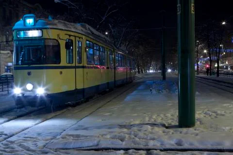 Yellow tram Stock Photos