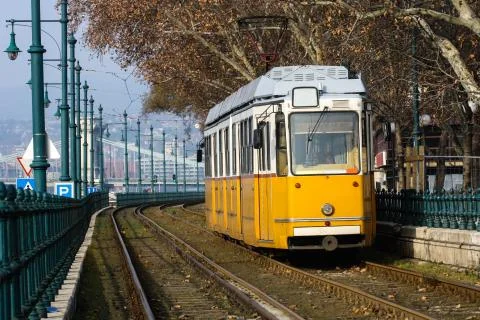 Yellow tram Stock Photos