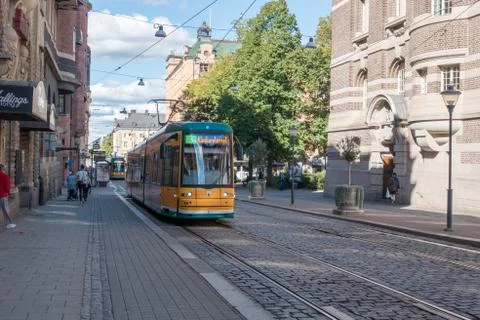 Yellow tram Stock Photos
