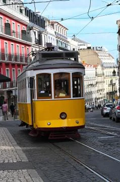 Yellow tram Stock Photos