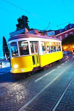 Yellow tram Stock Photos