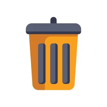Yellow trash can standing with closed lid Stock Illustration