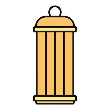 Yellow trash can vector flat icon illustration Stock Illustration