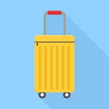 Yellow Travel Suitcase Flat Vector Icon Stock Illustration