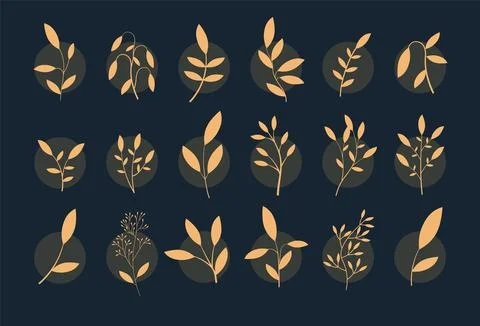 Yellow Tree Branch Set Illustrazione stock