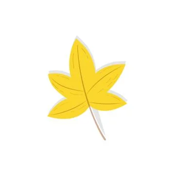 Yellow tree leaf isolated Illustration. Trendy flat style for graphic design Stock Illustration