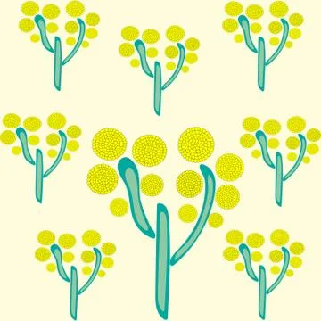 Yellow trees on yellow background Park summer symmetry Illustrazione stock