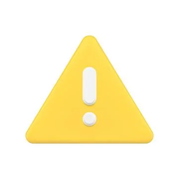 Yellow triangle button with exclamation point 3d simple icon vector illustrat Stock Illustration