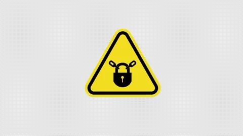 Yellow triangle Caution lock Chain Padlock Symbol Sign icon password Protec.. 库存影片 270157447