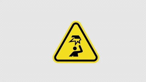 Yellow triangle Caution overhead obstacle warning sign icon concept animati.. Stock Footage 270157453