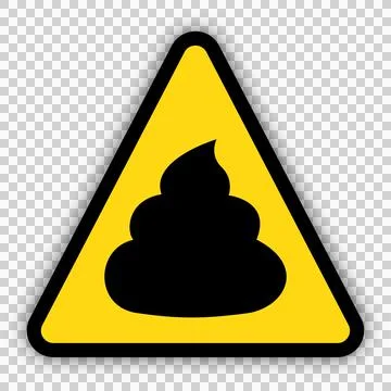 Yellow triangle caution sign with poop icon イラスト素材