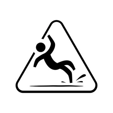 Yellow triangle caution slippery floor logo sign vector Stock Illustration