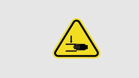 Yellow triangle Caution warning Hand injury sign. Hand crush sign. Pinching.. Stock Footage 270157496