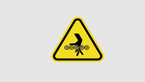 Yellow triangle Caution warning Hand Entanglement Symbol sign icon concept .. Stock Footage 270157519