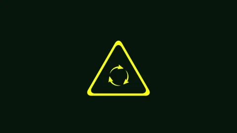 Yellow Triangle with Circular Arrow Icon Stock Footage 332881944