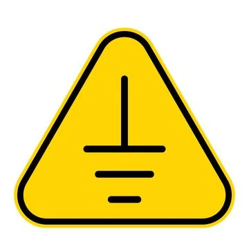 Yellow triangle electrical grounding protective earth warning safety sign s.. Stock Illustration