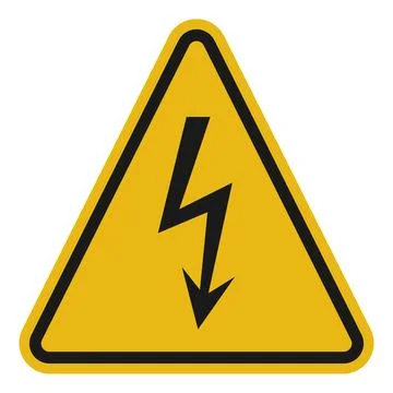 Yellow Triangle Electrical Hazard Warning Sign Vector Stock Illustration