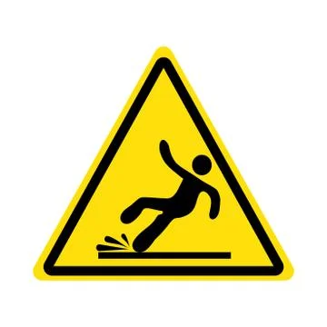 Yellow triangle with falling man in modern style .Wet Floor sign.vector illus 스톡 일러스트