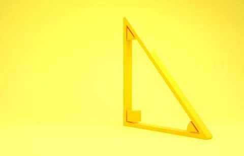 Yellow Triangle math icon isolated on yellow background. Minimalism concept.  Stock Illustration