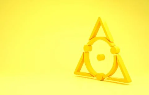 Yellow Triangle math icon isolated on yellow background. Minimalism concept.  Illustrazione stock