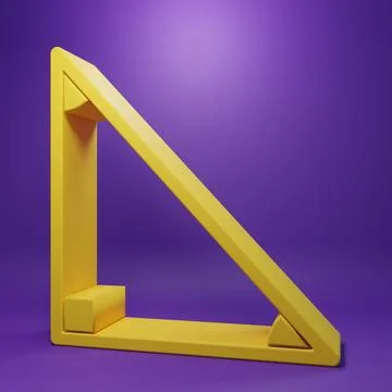 Yellow Triangle math icon isolated on purple background. Minimalism concept.. Illustrazione stock