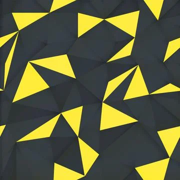 Yellow triangle pattern, on dark background with light effect. Vector design  Stockillustratie