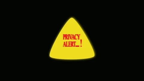 Yellow Triangle with Privacy Alert Text warning notification. Warning notif.. Stock Footage 321451257
