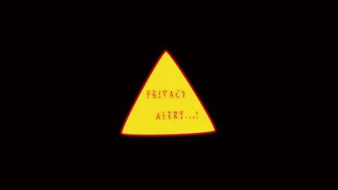 Yellow Triangle With Red Border And Text Privacy Alert On animation Black B.. Stock Footage 321453877