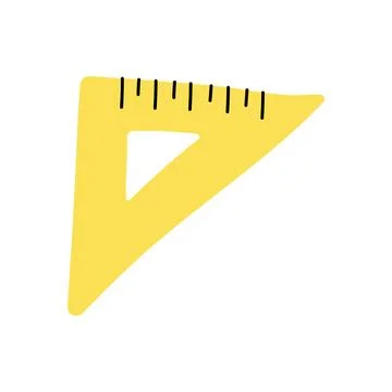Yellow triangle ruler protractor for geometry isolated on white background イラスト素材