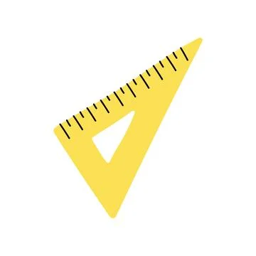 Yellow triangle ruler protractor for geometry isolated on white background イラスト素材