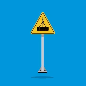 Yellow triangle signboard fall over warning Stock Illustration