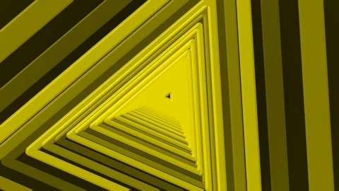 Yellow Triangle Tunnel Rotating Stock Footage 100161560