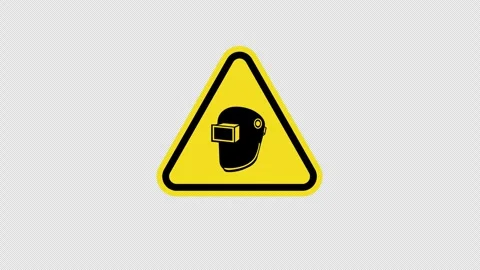 A yellow triangle warning Caution Wear Welding Helmet Sign icon concept ani.. Stock Footage 270158102