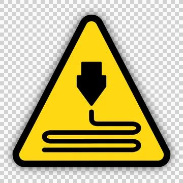 Yellow triangle warning sign for 3D printing Stockillustratie
