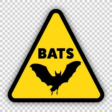 Yellow triangle warning sign with bat Stock Illustration