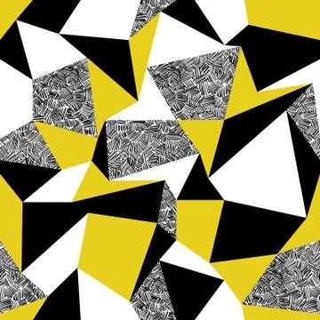 Yellow triangles. Geometric seamless pattern in retro style. Vintage backgrou イラスト素材