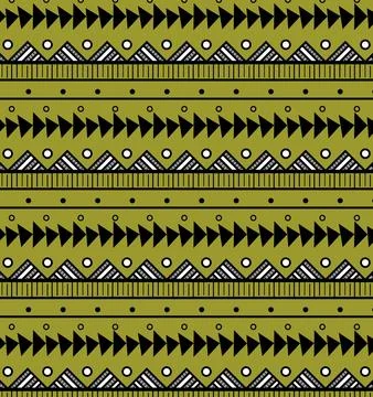 Yellow triangular and blue basic round ethnic pattern Stock Illustration