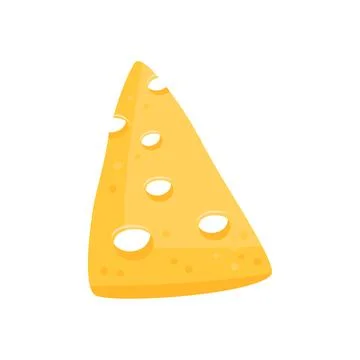 Yellow triangular piece of cheese with large holes Stock Illustration