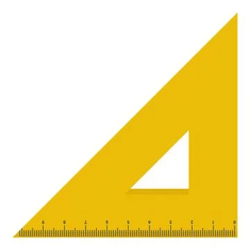 Yellow triangular ruler icon, flat style. Stock Illustration