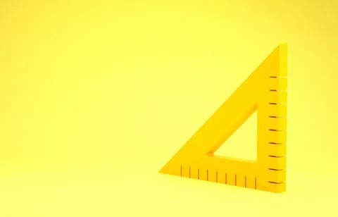Yellow Triangular ruler icon isolated on yellow background. Straightedge symb Stock Illustration
