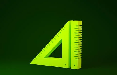 Yellow Triangular ruler icon isolated on green background. Straightedge symbo Stock Illustration