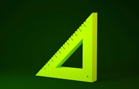 Yellow Triangular ruler icon isolated on green background. Straightedge symbo イラスト素材