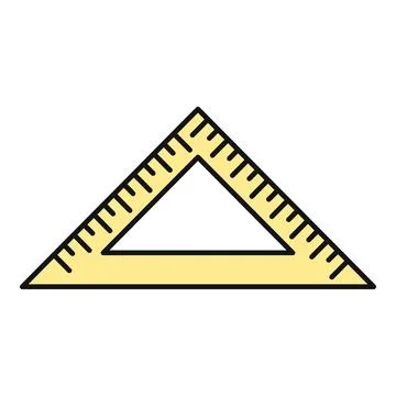 Yellow triangular ruler measuring tool for geometry Stock Illustration