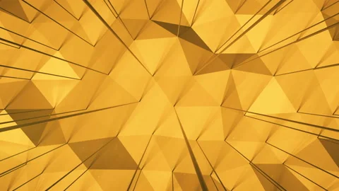 Yellow triangular surface with columns seamless loop 3D render animation Stock Footage 138362287