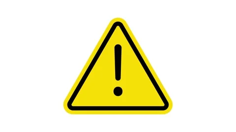 Yellow triangular warning with a black exclamation mark on white background Stock Footage 339677049