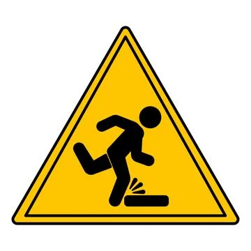 Yellow Tripping Hazard Sign. Vector Icon. Falling Man. Danger Warning Sign Stock Illustration