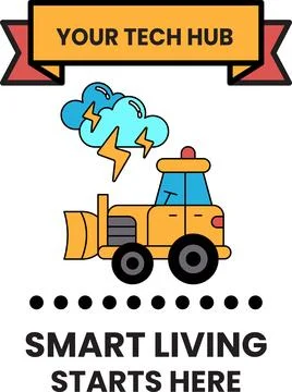 A yellow truck with a cloud in the background and a lightning bolt Stock Illustration